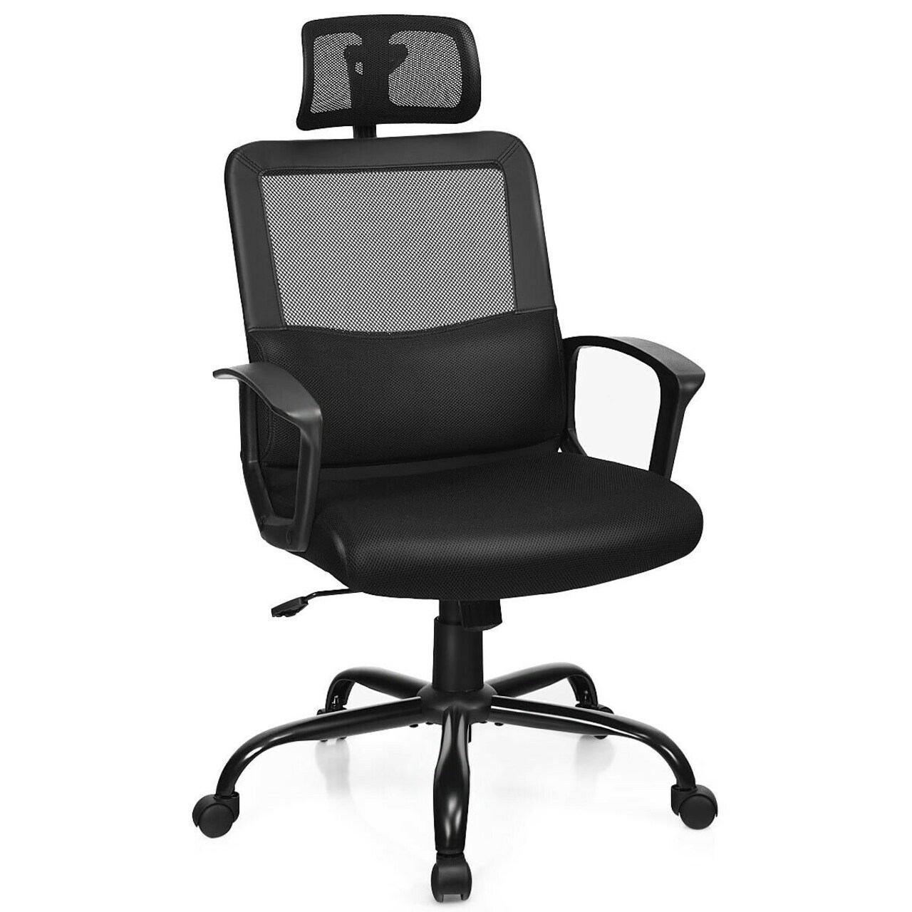 Black Mesh Office Chair Ergonomic Massage Lumbar Support Adjustable Headrest